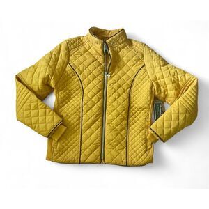 NWT Royalty for Me Women’s Quilted Jacket Mustard Faux Fur Lined Zip Front  M